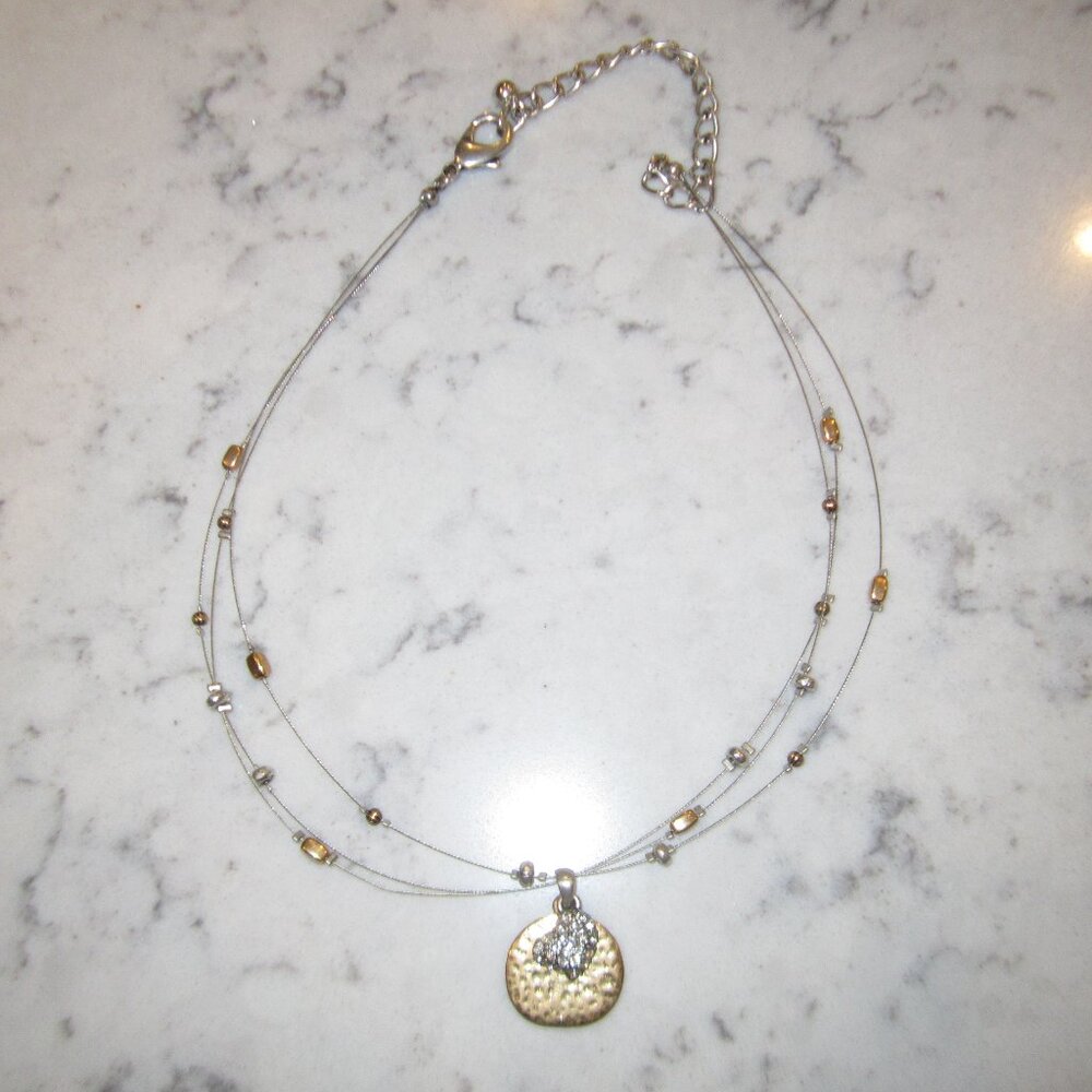 Chicos Gold and silver necklace with Rhinestone heart